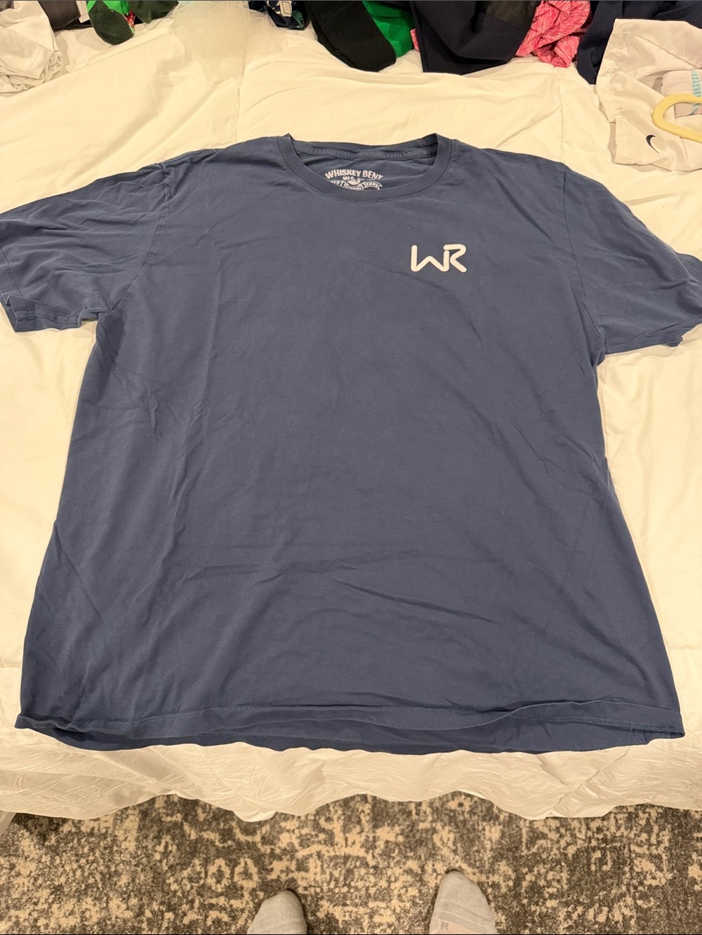 Men's Short Sleeve Crew Tee in Navy with WR Logo Rodeo Cowboy T Shirt comfy